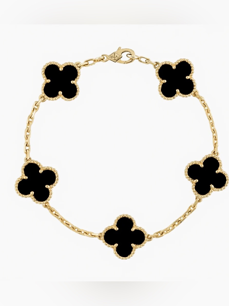 Alhambra Inspired Gold And Black Clover Bracelet